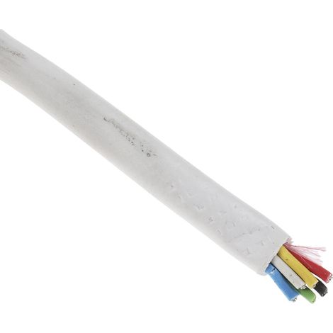 Câble de sécurité 6 conducteurs, section de fils 0,19 mm², gaine en Chlorure de polyvinyle PVC, Blanc ( Prix pour Bobine de 100 Mètres )