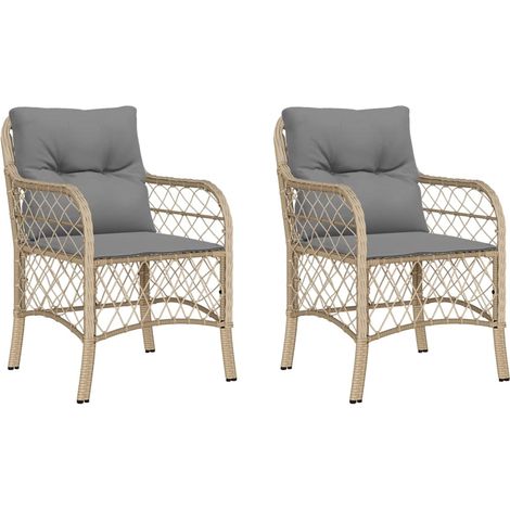 Maison Exclusive - Gartenstühle mit Kissen 2 Stk. Beigemischung P