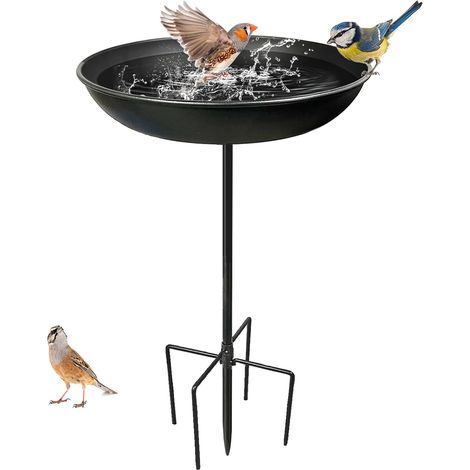 Bain d'oiseaux, Abreuvoir Oiseaux Exterieur, Mangeoire Oiseaux Exterieur sur Pied, Bains pour Oiseaux Sauvages, Hauteur 64cm, Decoration Jardin Exterieur, Amovible avec 5 Bases Fixes (1/5)