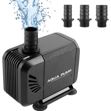 LIFERUN Aquariumpumpe Wasserpumpe Teichpumpe Amphibienteichpumpe 3000L/H, für Teichbrunnen Aquarium Steingarten, Ultra Leise Wasserpumpe mit Filter und 3 Düsen 19mm/22mm/25mm, Max. Förderhöhe 2,8m (40 (1/5)