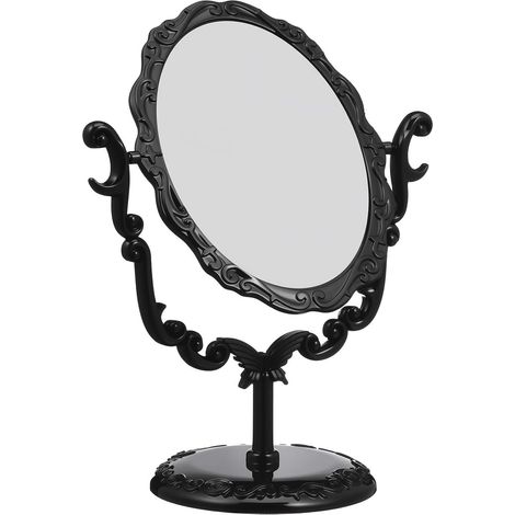 Miroir en Plastique et Verre de Maquillage Vintage Rotatif de Bureau Noir (1/5)