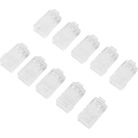 100 connecteurs TF1013C (8 broches, 8 conducteurs) pour câble réseau CAT5 RJ45 non blindé, plaqués or. (1/5)