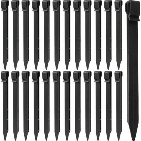 25 Pièces Piquets de Sol en Plastique, 25CM Piquets de Bordure de Paysage Robustes Piquets de Tente Pointes d'ancrage pour Tentes Planche Terrasse Bordure Pelouse Jardin Extérieur (Noir) (1/5)