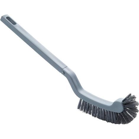 Brosse WC en plastique, incurvée, à long manche, robuste, pour la décontamination et le nettoyage, accessoire WC - grise (1/5)