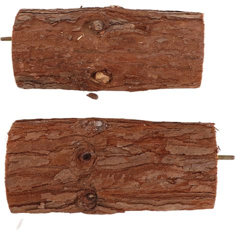 Percha de madera para jaulas de pájaros [plataforma colgante] - Percha de madera natural sin tratar para periquitos y otras aves - Juego de 2 (15 cm, Ø 6-7 cm) (1/4)