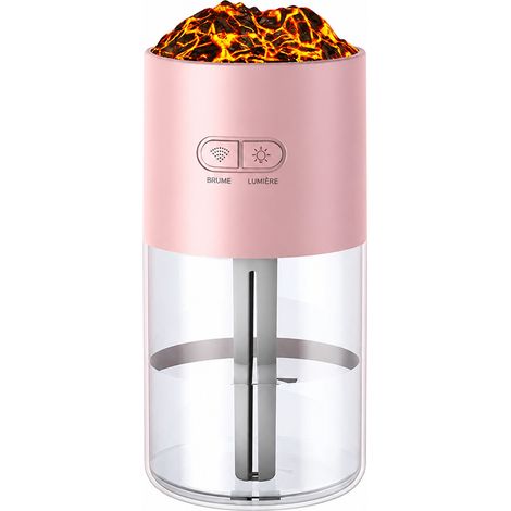 Humidificateur d'air USB modèle volcan rose silencieux rose réf 3571 6,8 × 6,8 × 14,3 cm 152 g – Livraison gratuite