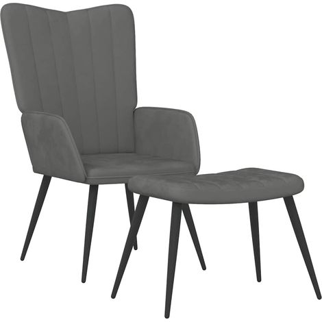 Maison Exclusive - Relaxsessel mit Hocker Dunkelgrau Samt