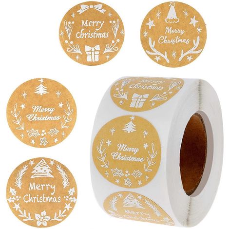500 étiquettes autocollantes Kraft « Joyeux Noël » pour cadeaux de Noël (1/5)