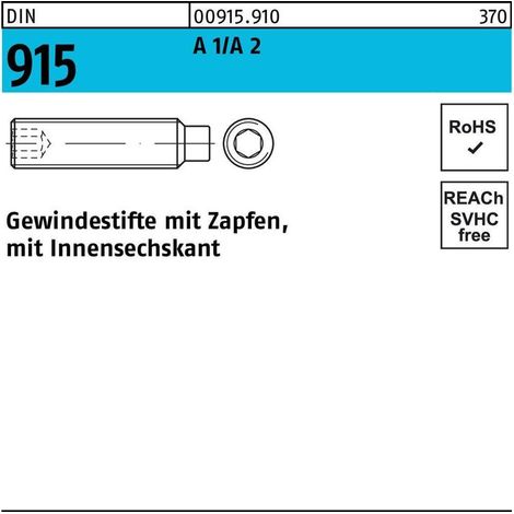 DIN 915/ISO 4028 Gewindestift M 3 x 8 rostfrei A 1/A 2 500 Stk