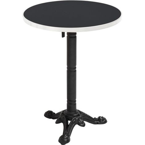 Table à mange ronde 60 cm inclinable noir/argent et pied noir