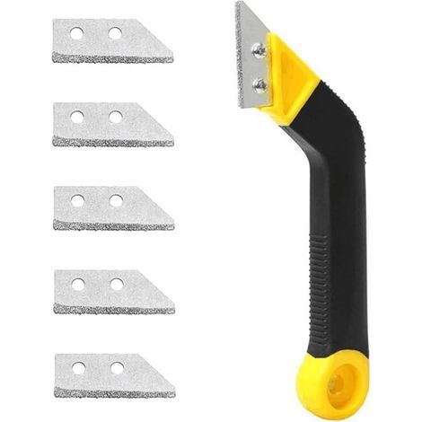 Grattoir Joint Carrelage avec Remplacement de 5 Lames, Grattoir Vitre Grattoir Plaque Induction Outils D'étanchéité Kit Lisseur de Joint Silicone pour le Nettoyage de Carreaux de sol Familiaux (1/5)