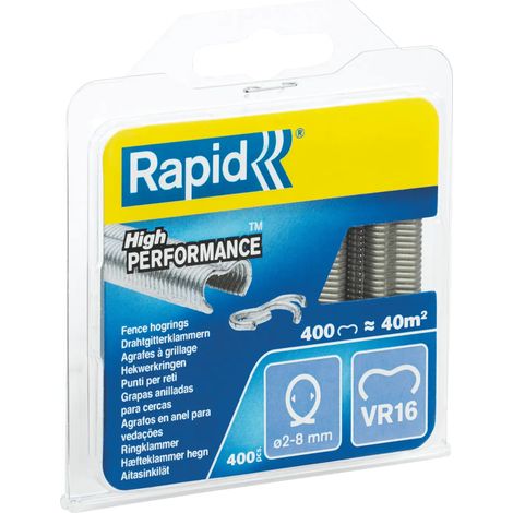 RAPID - Agrafes grillage - VR16 Acier Galvanisé - Blister 400, pour la fixation de clôture agricole, basse-cours, parcs à mouton, ect - (40108796)
