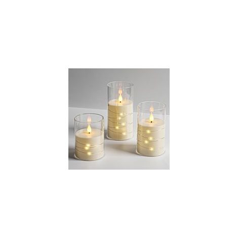 Bougies LED, Ivoire, bougies à piles, avec guirlande lumineuse intégrée, 3 bougies sans flamme, fonction minuterie de 24 heures (piles non incluses) (1/5)