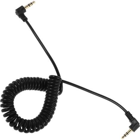 Câble Audio Stéréo Mâle à Mâle 3,5 Mm Noir avec Double eur à Angle Droit, Conception Enroulée Flexible en Cuivre et Caoutchouc, Compatible avec Téléphones et Tablettes (1/5)