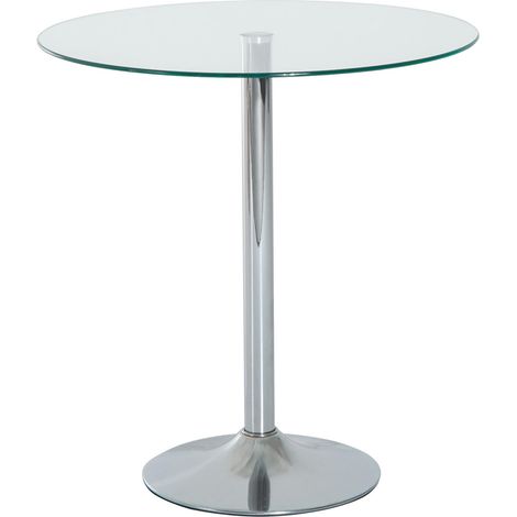 Table de salle à manger ronde pour 2 personnes, table de cuisine moderne avec plateau en verre trempé pour salon, argentée