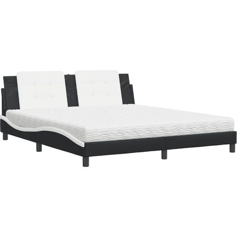 Maison Exclusive - Bett mit Matratze "Zadar" Schwarz und Weiß 180 (1/5)