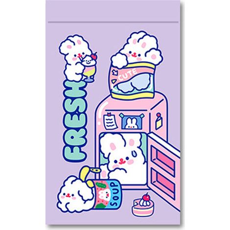 Sachet auto-adhésif PET réutilisable, motif lapin, 22,3x13,5 cm, résistant aux odeurs et à l'usure. (1/5)