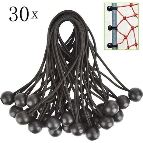 30 Stück elastische Spanner, Gummi-Spanner mit Kugel, für Planen, Pavillons, Zelte, Vorhänge, Gartenzäune. Befestigung von Gewächshausplanen, Befestigung von Anhängerplanen.