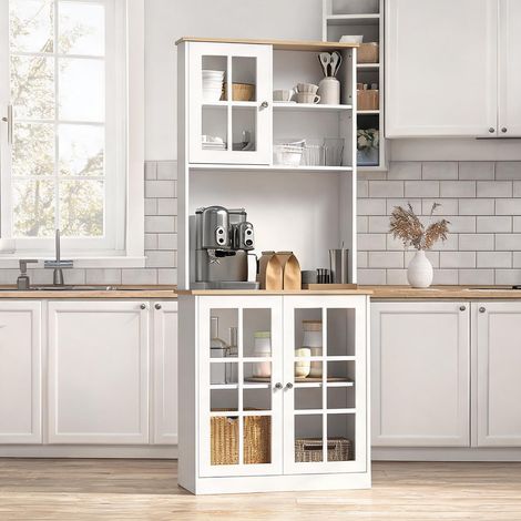 Buffet blanc en bois 80 x 37 x 183 cm (1/5)