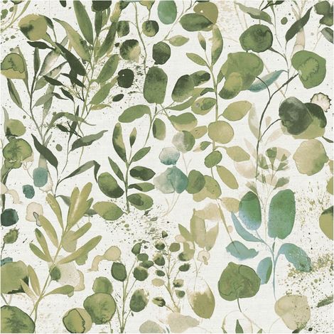 Nature wallpaper wall Profhome 396971 hot embossed non-woven wallpaper slightly textured aquarelle style matt green blue white 5.33 m2 (1/5)
