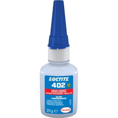 Loctite 402 20g verstärkter Cyanacrylatklebstoff, hohe Temperaturbeständigkeit 135°C, erhöhte Festigkeit auf Polyolefinen