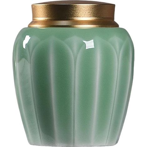Boîte à thé en céramique - Boîte à thé - Emballage cadeau - Boîte à matcha en céramique - Récipient de conservation du thé - Couvercle en alliage d'aluminium - 190 ml Vert (1/5)