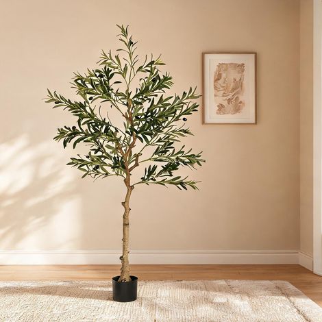 Olivier artificiel vert 150 cm avec pot stable 15 x 15 x 150 cm (1/5)