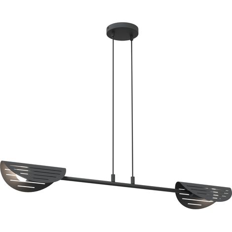 Lampadario Moderno 2 Luci Saber A Bracci In Acciaio Nero (1/5)