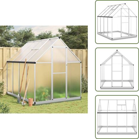 The Living Store Serre avec cadre de base argenté 224x169x202 cm aluminium - Serre De Jardin - Serre Aluminium - Abri Jardin - Protection Plante - Greenhouse
