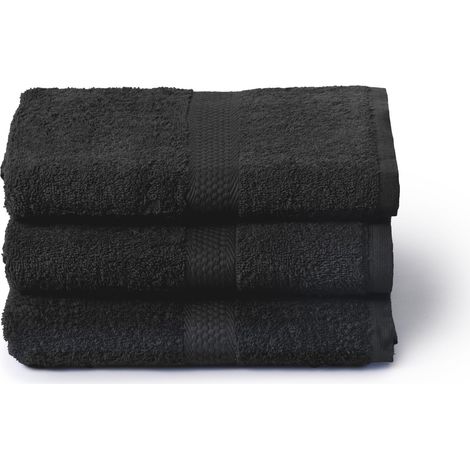Grande Serviette de Bain 3 x 55 x 105 cm, Coton 100% – Doux et Absorbant, Visage et Usage Quotidien, Serviette de Douche, Grande Toile, Noir (1/5)
