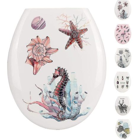 Abattant de toilette de qualité supérieure, facile à installer, joli design imprimé. (1/5)