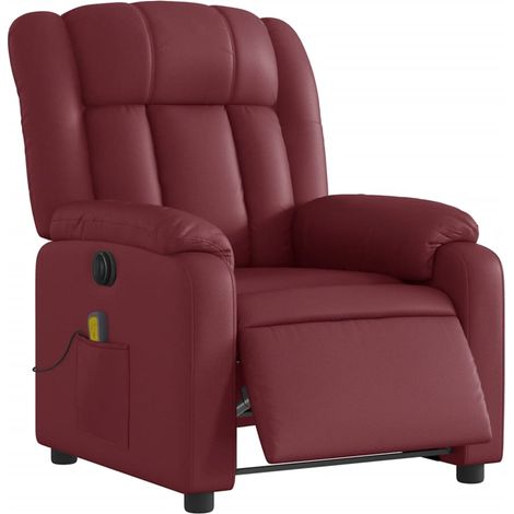 vidaXL Poltrona Massaggiante Reclinabile Rosso Vino in Similpelle