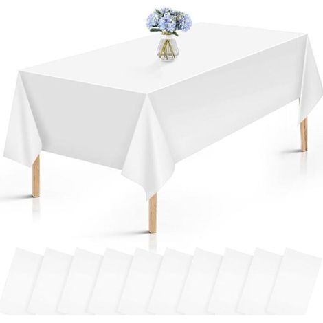 Bardusch - 10 Pièces Nappes Blanche Jetables,Nappes Imperméables, Nappe Rectangulaire Décoration de Table pour Picnic, Exterieur, Mariage (1/4)