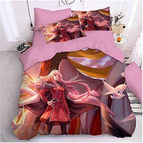 Ensemble de literie inspiré des animés « Ailes de la Liberté » (tailles Twin, Full, Queen et King) : 1 housse de couette + 2 taies d’oreiller pour les fans de manga (1/4)