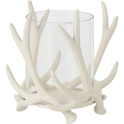 Photophore Ramures de Cerf "Yasmine" 19cm Blanc Cassé (1/4)