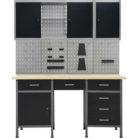 Maison Exclusive - Banco de trabajo con cuatro paneles de pared y