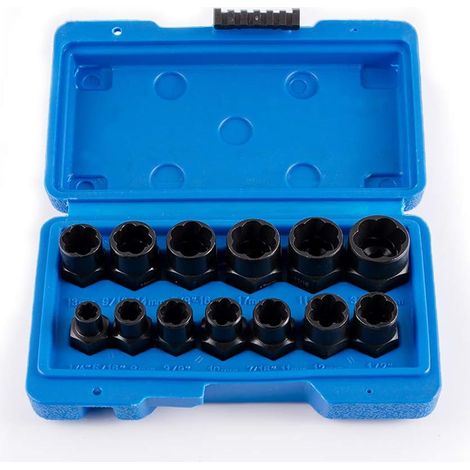 Kit Extracteur D'écrous 6-19 Mm - Jeu De 13 Douilles Professionnelles - Pour Boulons Serrés Et Abîmés - Compatible Clé 3/8 Pouces (1/5)