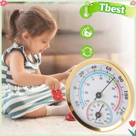 Thermomètre Hygromètre - Mini Appareil de Mesure Température et Humidité - Pour Intérieur Serre Bureau Entrepôt - 5,5 x 5,5 x 1,2 cm - Boîtier Aluminium - Sans Batterie (1/5)