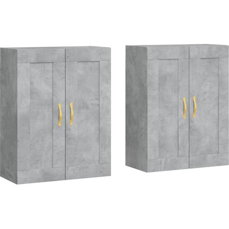 2 pcs Buffet，Bahut， Armoires murales gris béton bois d'ingénierie CFW70388 (1/5)