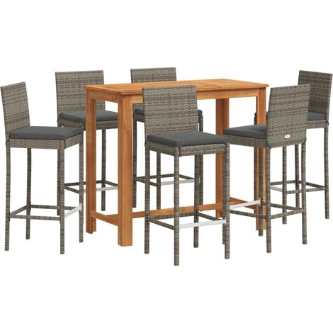 Maison Exclusive - 7-tlg. Gartenbar-Set Grau Massivholz Akazie un