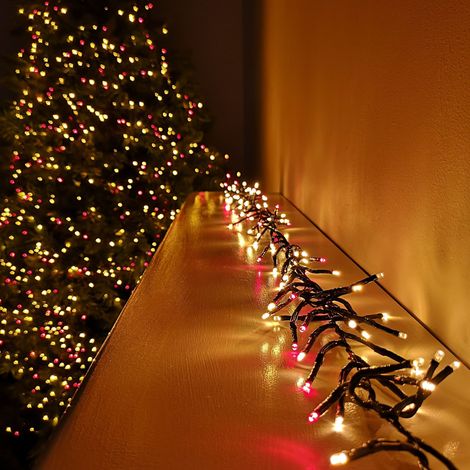 3000 LED 37.2m Premier Clusterbrights Indoor Outdoor Multifunction Mains Operated Christmas Cluster Lights with Timer in Red & Vintage Gold (1/5)
