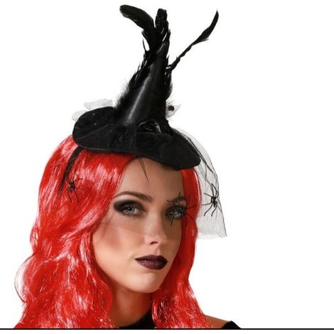 Serre-tête Chapeau Sorcière Halloween Plumes (1/3)
