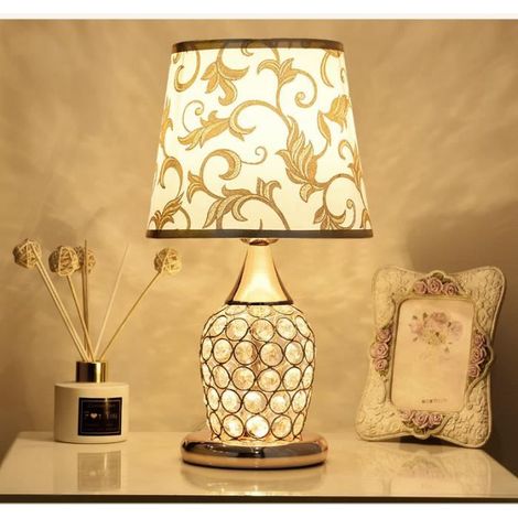 TuseRxln Lámpara de mesa en cristal, lámpara de cabecera decorativa creativa, chambre à Coucher moderne simple, mode romantique chaude
