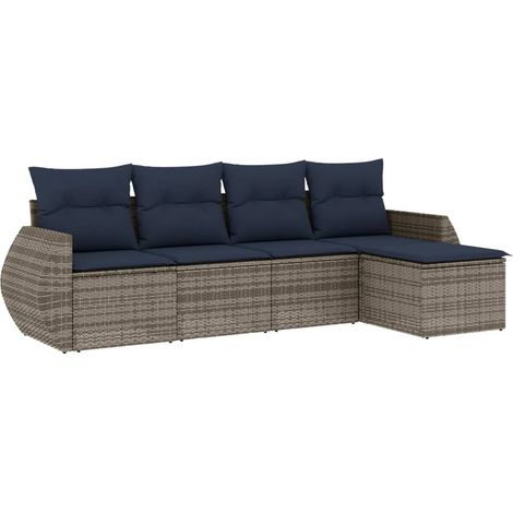 Maison Exclusive - 5-teiliges Gartensofa-Set mit Kissen, grau, Po