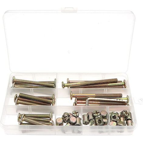 INHHUB 50 Pieces M6 Hex Head Bolts, Bolts with Cylinder Nuts, Bolts with Cylinder Nut Assortment Kit, for Furniture, Baby Cots, Chairs - INHHUB (1/4)