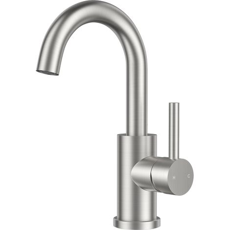 Robinet Salle de Bain/Cuisine Pivotant à 360°, Mitigeur Noir pour Eau Chaude/Froide avec Hauteur de 9,84'', Mitigeur en Acier Inoxydable Facile à Installer pour Salle de Bain,Camping-car (1/5)