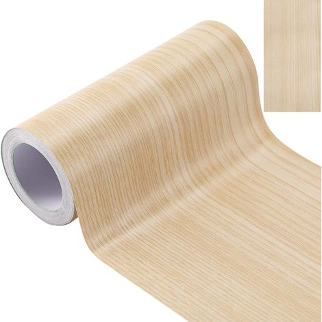 Cinta reparadora con textura de vetas de madera de 10 m x 15 cm, adhesivo para bordes de papel tapiz, tira de reparación de vetas de madera realistas, tira de chapa de madera, 10 m x 15 cm. (1/5)