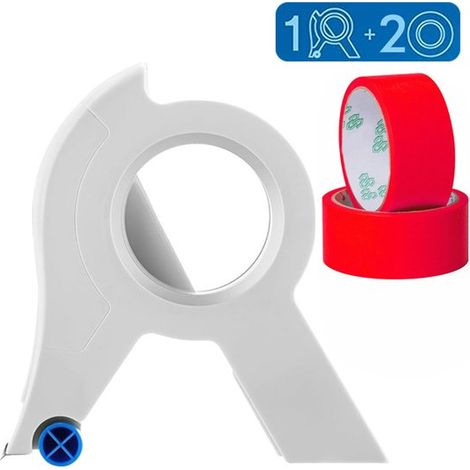 Dispensador de cinta de 3 piezas, Aplicador de cinta de pintor portátil, Incluye dos rollos de cinta, 15 x 10,4 cm, Rojo (1/5)