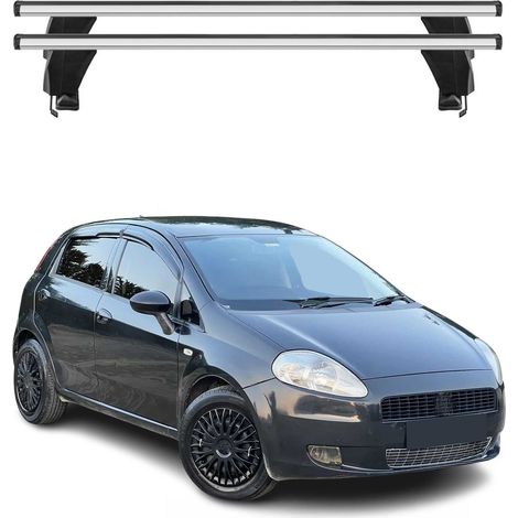 OMAC Dachträger Querträger Alu für Fiat Grande Punto 2005-2012 3Tür – Abschließbar – T-Nut – City-Crash-getestet – Max. 50 kg Silber (1/5)
