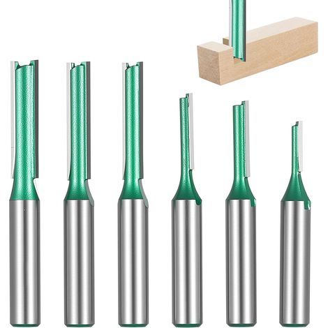 6 Pcs Wood Router Bit, Router Bit for Routers, Straight Flush Router Bit for Woodworking Tools, Double Flute Grooving (3mm, 4mm, 5mm, 6mm, 7mm, 8mm) (1/5)
